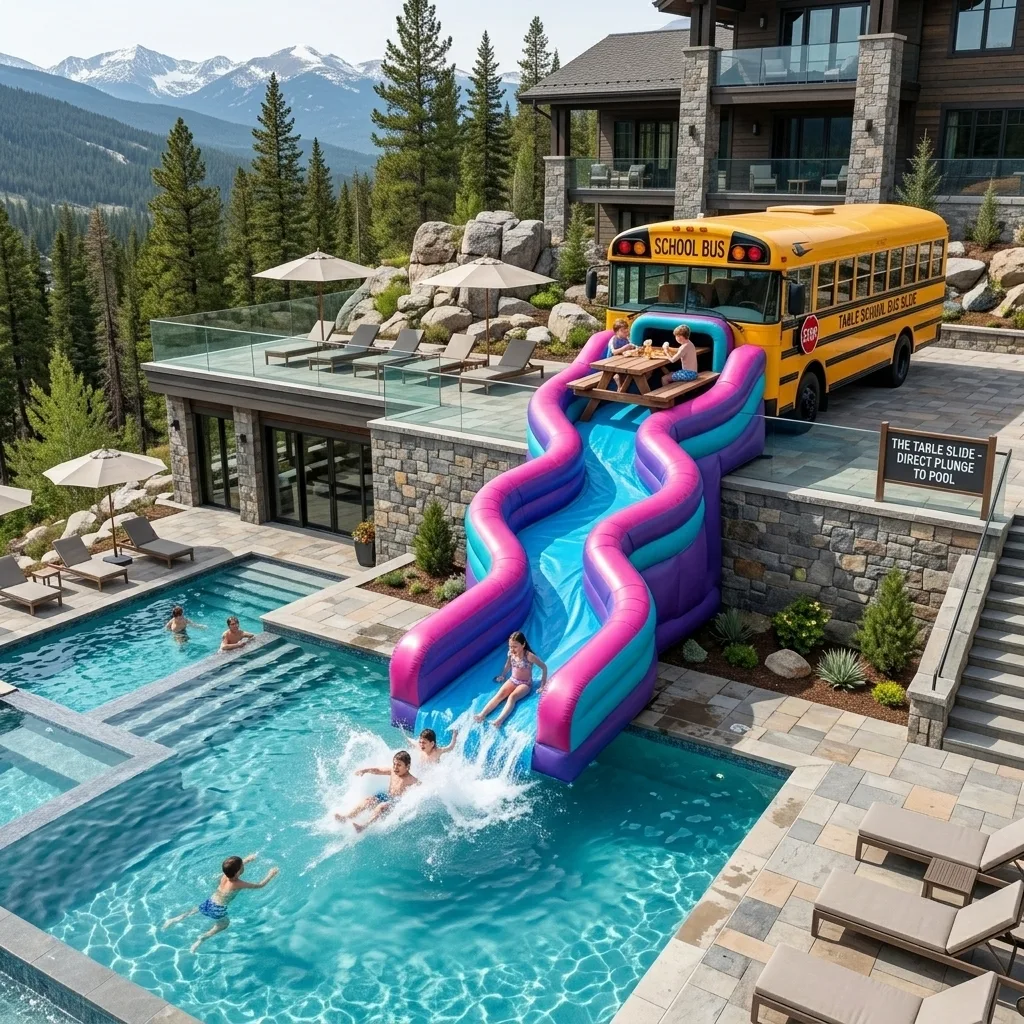 Making a Splash with a Table School Bus Water Slide - The Ultimate Backyard Fun Experience