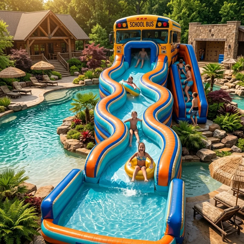 Making a Splash with a Table School Bus Water Slide - The Ultimate Backyard Fun Experience