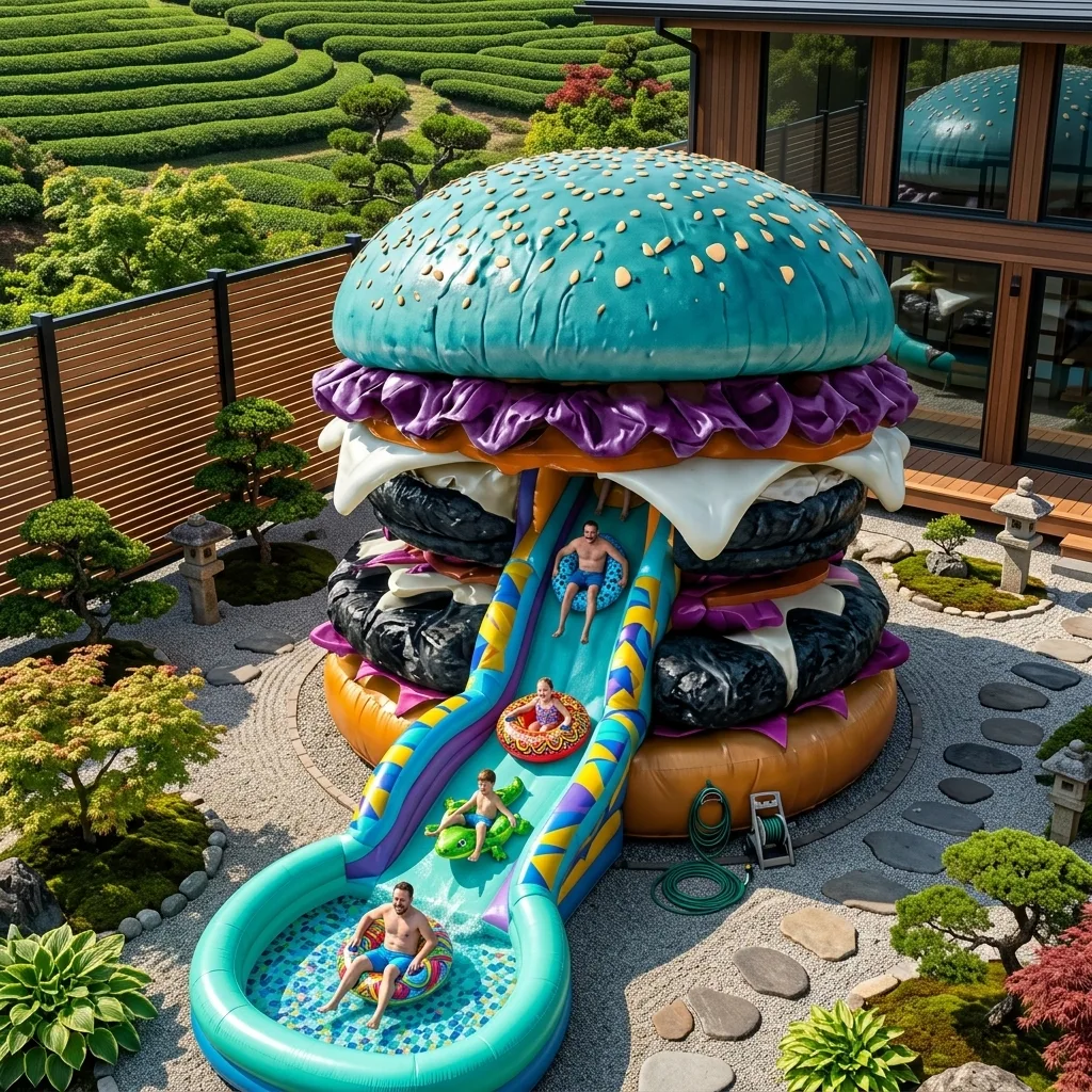 How to Use the Giant Burger Water Slide