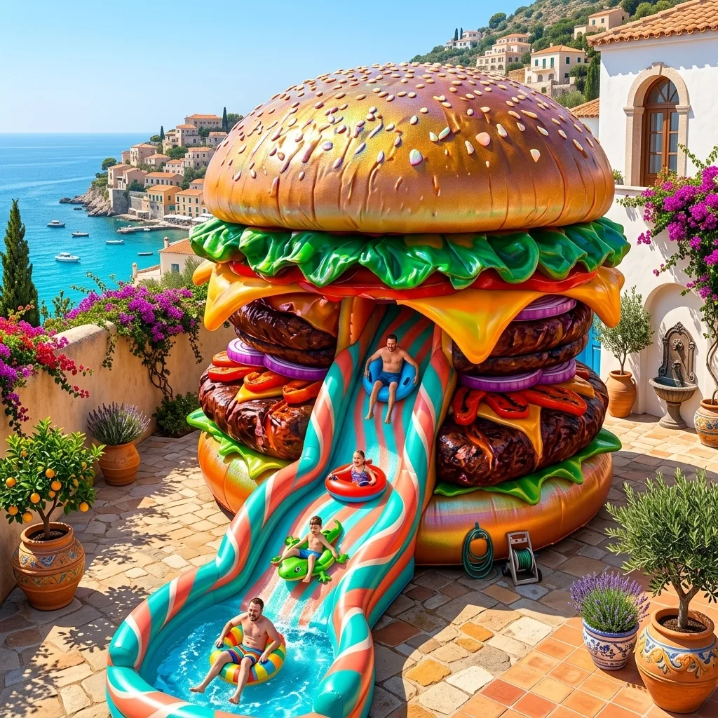 Advises for Enjoying the Giant Burger Water Slide Safely and Enjoyably